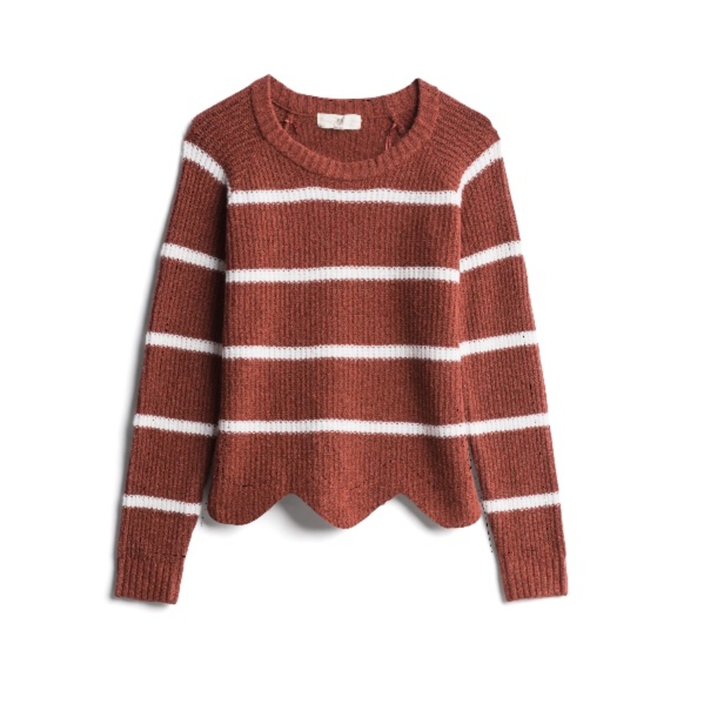 Stitch Fix Pinque Cropped Scallop Hem Sweater NWT